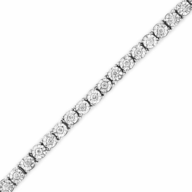 Early 21st Century IGI Certified .925 Sterling Silver 1.0 Cttw Miracle-Set Diamond Round Miracle Plate Tennis Bracelet For Sale - Image 5 of 7