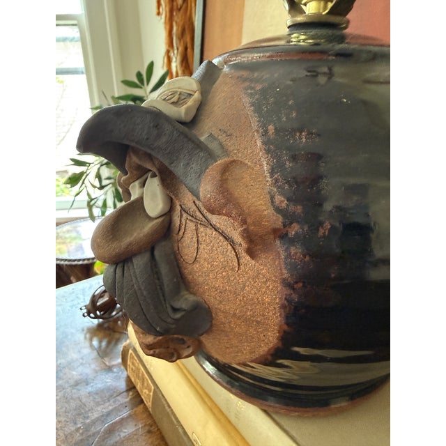 Vintage Mahon Made Stoneware Studio Pottery Cowboy Table Lamp For Sale - Image 11 of 11
