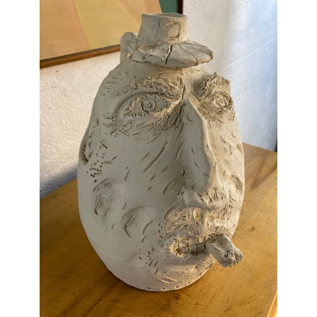 Alabaster Pottery Face Jug, Signed For Sale - Image 8 of 10