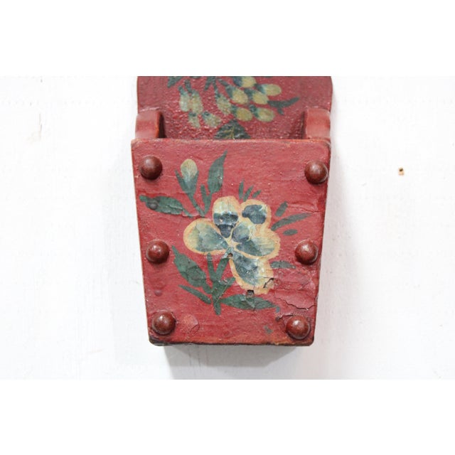 Mid-Century Modern Floral Wall Pocket Red For Sale - Image 3 of 10