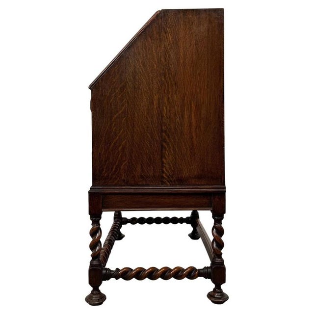 Antique English Jacobean Style Oak Bureau, 1900s For Sale - Image 13 of 14