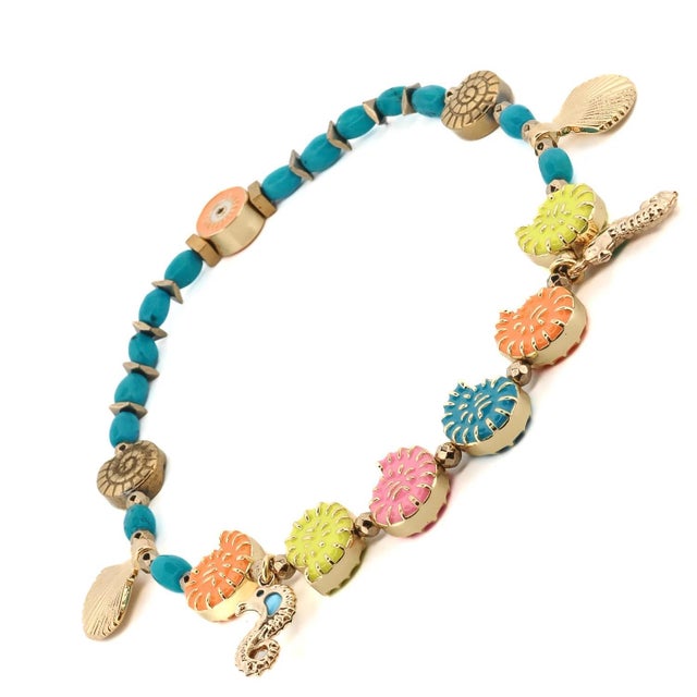 Early 21st Century Sunshine Spirit Sea Charm Turquoise Beaded Anklet For Sale - Image 5 of 7