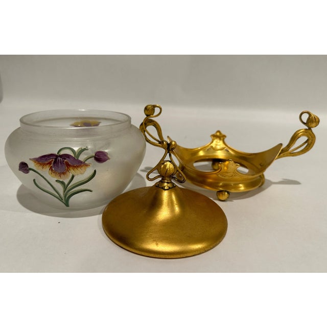 Late 19th Century Late 19th Century WMF Gilt and Painted Glass Covered Box For Sale - Image 5 of 6