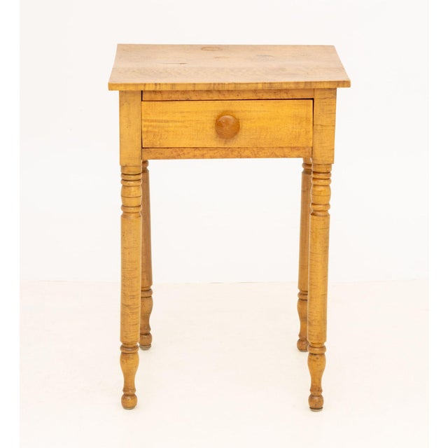 Federal Style Maple Bedside Table, with single drawer on four turned wood legs. 29.5" H x 20" W x 19.5" D. Provenance:...