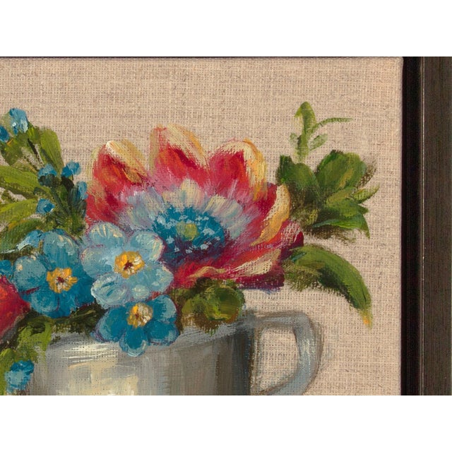 Plastic Tasse De Joie "Cup of Joy" French Inspired Coffee and Flowers Acrylic Original Painting For Sale - Image 7 of 8