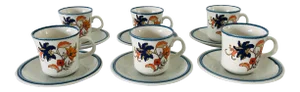 Vintage Mikasa “Cordon Bleu “Pattern Teacups & Saucers - Service for 6
