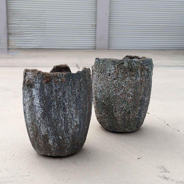 Pair of Vintage Patinated Industrial Crucible Planters, Rustic For Sale - Image 16 of 18