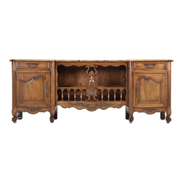 Antique French Walnut Buffet With Unusual Open Center for Display Great Patina For Sale