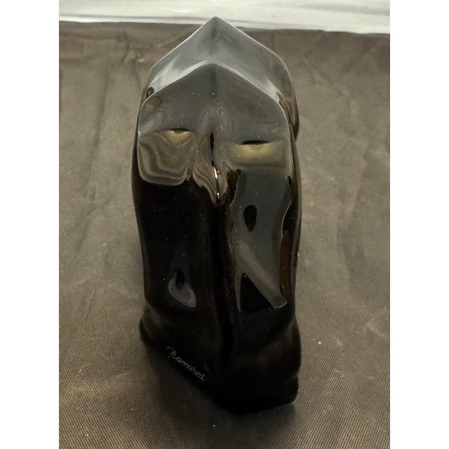 Glass Baccarat Black Bull Figurine Large 6.5" Vintage Crystal Made in France Signed For Sale - Image 7 of 11