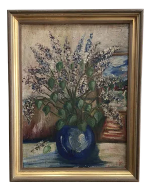 Swedish Artist, Flowers in a Vase, Oil Painting on Panel, 1940s, Framed