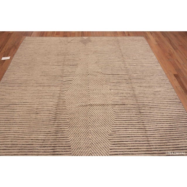Modern Decorative Cream Color Artistic Room Size Contemporary Area Rug For Sale In New York - Image 6 of 6