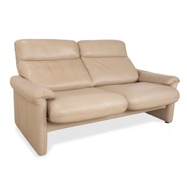 Animal Skin Ergoline 3-Seater Sofa, 2-Seater Sofa, Armchair and Ottoman in Cream Leather from Willi Schillig, Set of 4 For Sale - Image 7 of 18