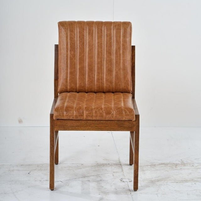 Transitional Vance Leather Armless Dining Chairs, Set of 2 by Loomlan For Sale - Image 3 of 4