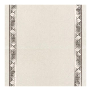 Sample - Schumacher Greek Key Embroidery Ii Fabric in Truffle For Sale
