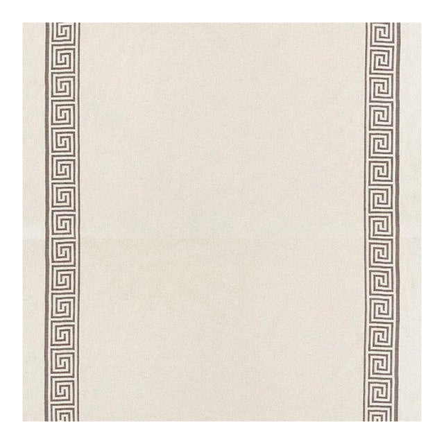Sample - Schumacher Greek Key Embroidery Ii Fabric in Truffle For Sale