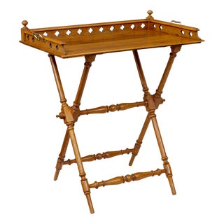 Carved Oak Butler's Tray on Stand, 1890s For Sale