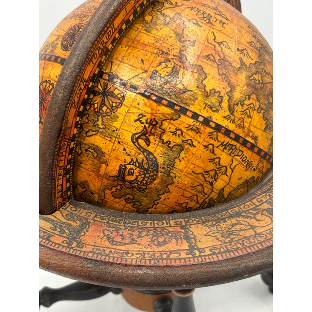 Vintage Italian Zodiac Desk Globe on Dark Wood Stand For Sale - Image 12 of 15
