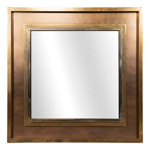 Vintage Square Brass and Bronzed Mirror from Belgo Chrom, Belgium, 1970s