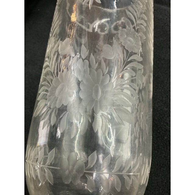 Glass Pair of Vintage Hurricane Cut Crystal Table Lamps For Sale - Image 7 of 12