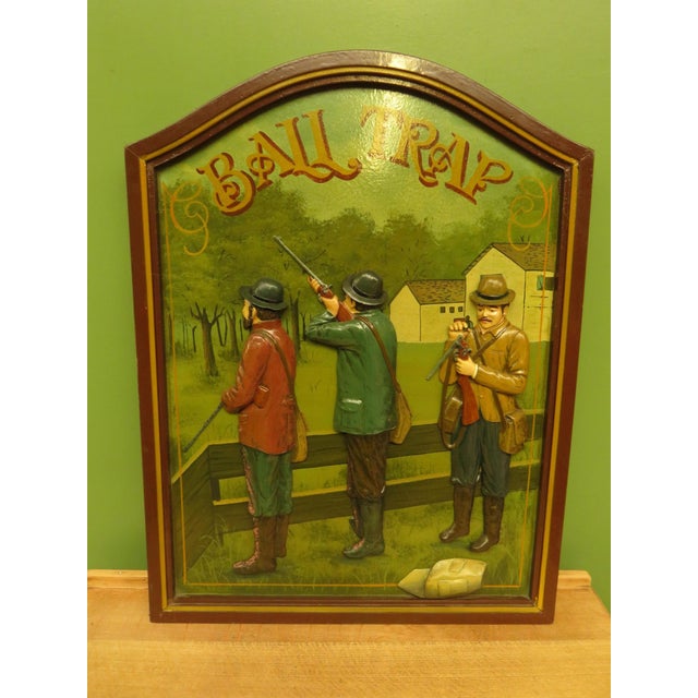 Country Corner Hand Painted Hunting Sign Ball Trap, 1980s For Sale - Image 9 of 14