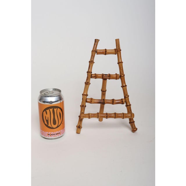 Vintage Diminutive Scorched Bamboo Tabletop Easel / Picture Display For Sale - Image 16 of 18