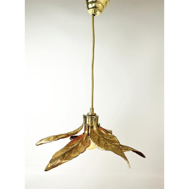 Brass Flower Pendant or Ceiling Lamp by Willy Daro for Massive, 1970s For Sale - Image 11 of 17