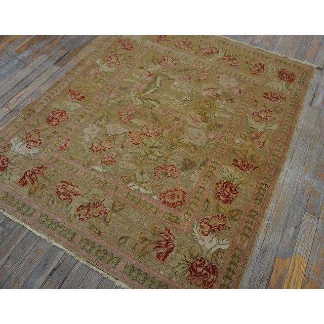Brown Early 20th Century Turkish Hereke Rug ( 4'2" x 4'10" - 127 x 147 ) For Sale - Image 8 of 12