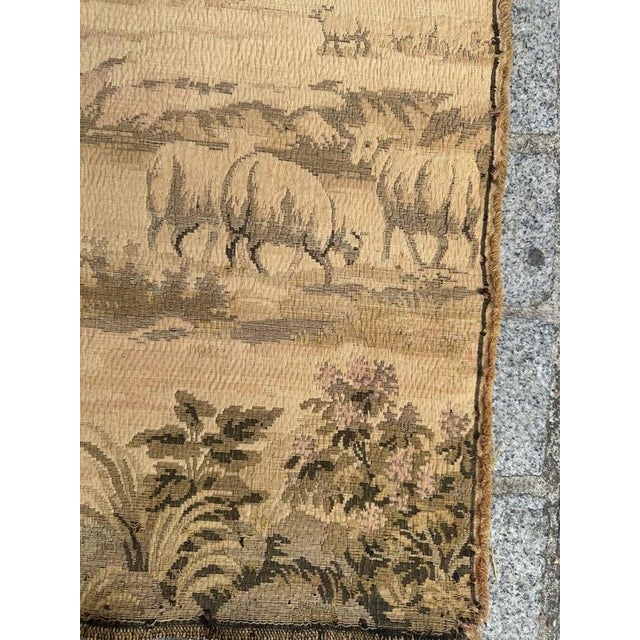 Antique French Jacquard Tapestry with Shepherds in the style of Aubusson, 1920s For Sale - Image 12 of 18