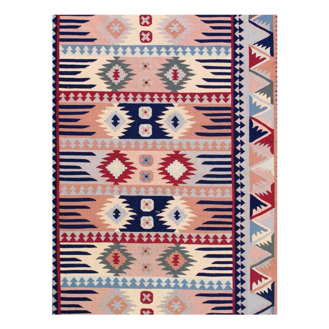 Turkish Kilim Handmade Hand-woven. Lamb's Wool on a Wool Foundation. Hand-Spun Wool Rug. Vegetable Dyed.