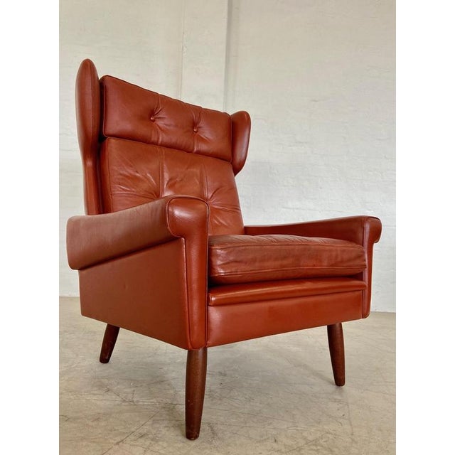 Set of Vintage Danish Lounge Chair and Ottoman in Cognac Leather by Svend Skipper For Sale - Image 4 of 18