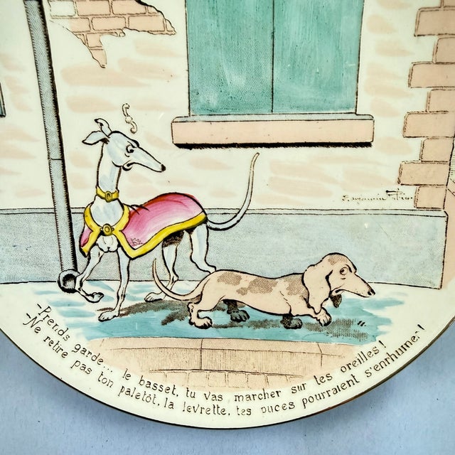 1900 - 1909 1900s Sarreguemines Benjamin Rabier Childs Plate, Aménités For Sale - Image 5 of 8
