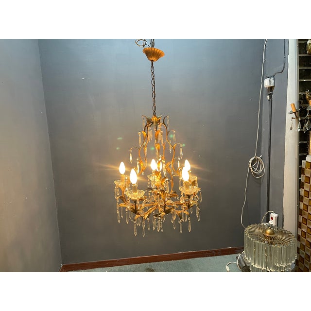 Italian Florentine Tole Chandelier, Italy, 1950s For Sale - Image 11 of 12