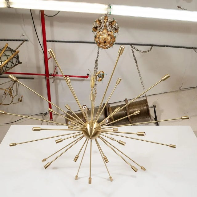 Stilnovo Satin Finish Brass Sputnik Chandelier by Marcelo Bessa For Sale - Image 4 of 10