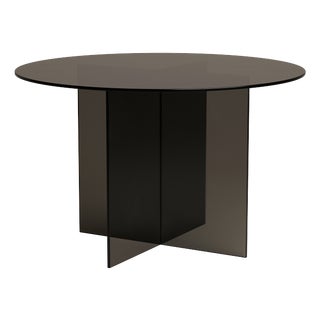Round Smoked Glass Dining Table by Lebanto For Sale