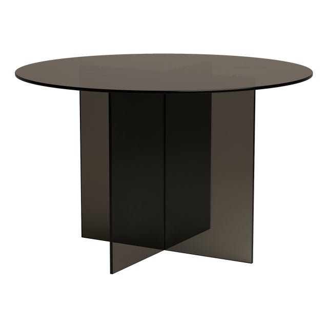 Round Smoked Glass Dining Table by Lebanto For Sale