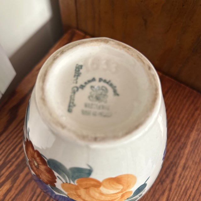1980s Wloclawek Fajans Poland Hand Painted Pottery Vase For Sale In Palm Springs - Image 6 of 10