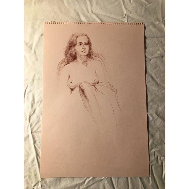 Sienna 1970s Figurative Female Study Drawing on Paper by Sallie Emmer For Sale - Image 8 of 8
