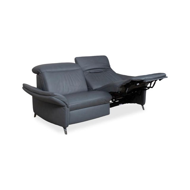 Himolla 1065 Leather Two-Seater Blue Grey Electric Function Sofa For Sale - Image 5 of 18