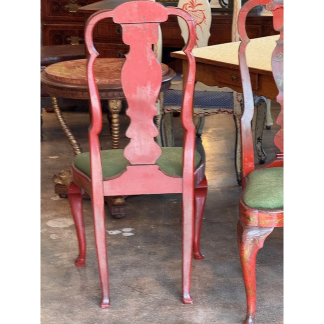 Wood Late 19th Century Pair of Red Chinoiserie Chairs For Sale - Image 7 of 10