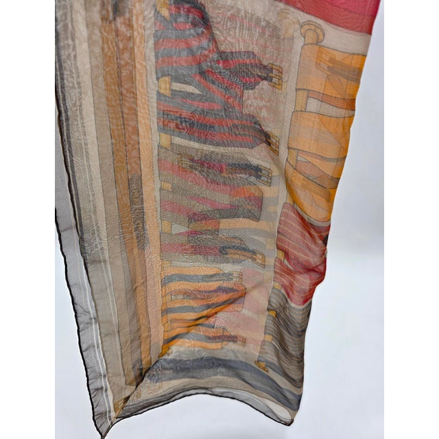 Beige Vintage Hermes Silk Scarf Joachim Metz Belts Paris France Multi Colored 17 Inch For Sale - Image 8 of 10