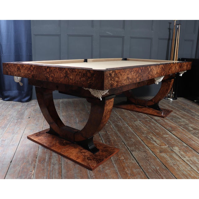 Brown Art Deco Burr Walnut Convertible Pool Dining Table by Sir William Bentley, 1990 For Sale - Image 8 of 18