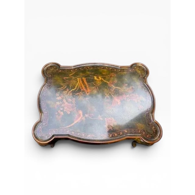 Wood Maitland-Smith Hand-Painted Chinoiserie Coffee Table With Scalloped Top For Sale - Image 7 of 16