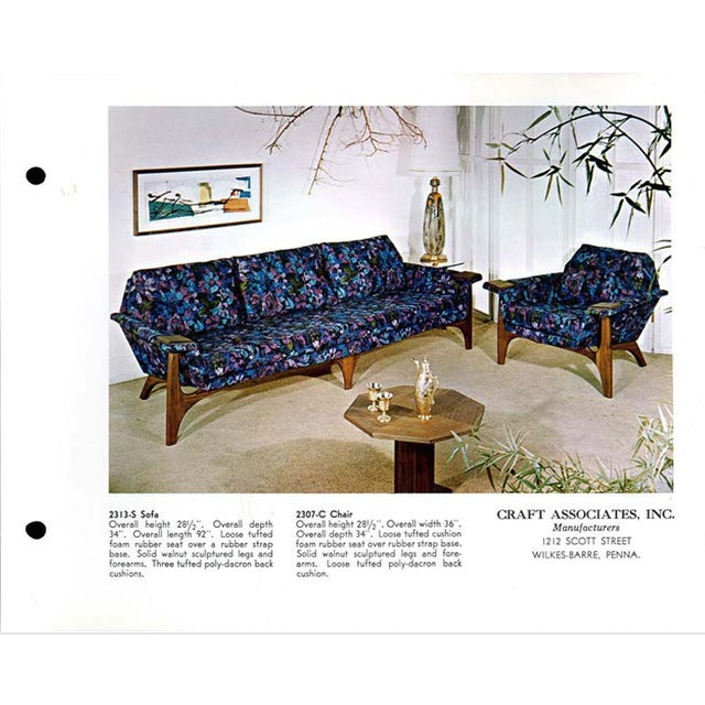 1960s 1960s Mid Century Modern Attributed to Adrian Pearsall for Craft Associates 2313-S Sofa - Restored For Sale - Image 5 of 18