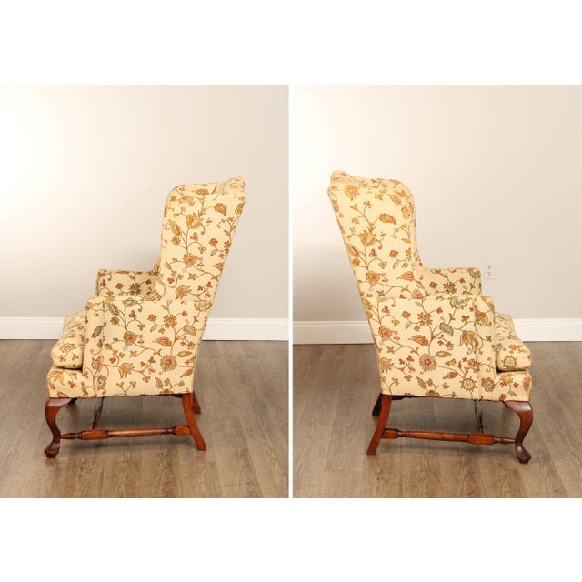 Queen Anne Style Vintage Pair of Mahogany Wing Chairs | Chairish