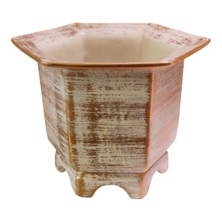 Vintage Royal Haeger Art Pottery Planter in Brushed Gold~1980s Chinoiserie, Hollywood Regency Style For Sale