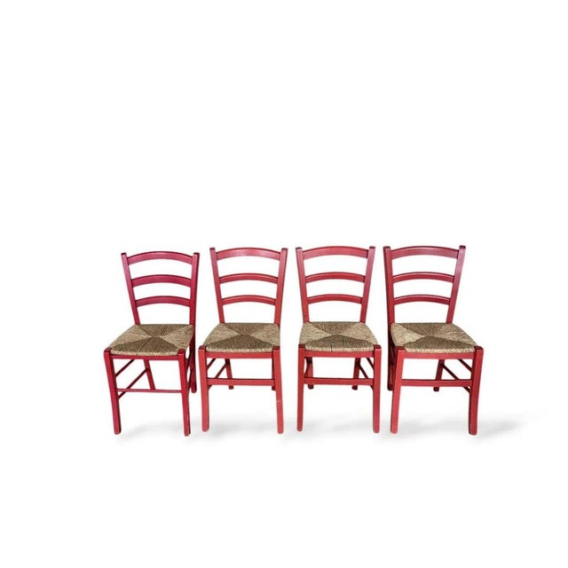 Vintage Italian Red Oak Ladderback Dining Chairs, Set of 2 For Sale - Image 6 of 10