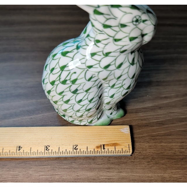 Herend Vinatge Herend Style Andrea by Sadek Green Fishnet Rabbit Figurine For Sale - Image 4 of 7