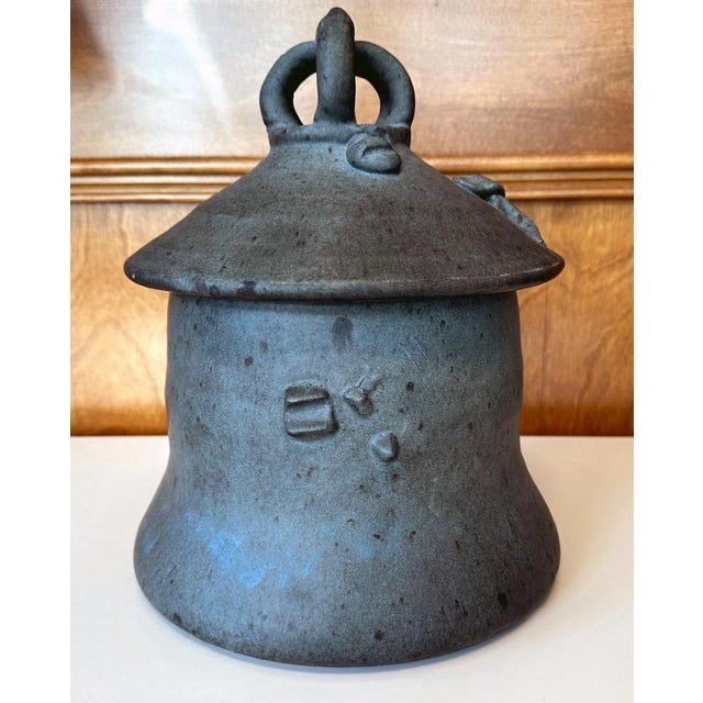 Blue Sculptural Ceramic Ashanti Jar Robert Turner Exhibited For Sale - Image 8 of 12