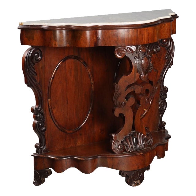 Antique Louis Philippe Console in Violet Wood and Marble, 19th Century For Sale