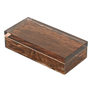 Large Italian Jewelry Box in Smoked Frozen Acrylic Glass, Italy, 1970s For Sale